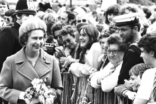 Queen Elizabeth enjoying meeting the crowds in Portsmouth in 1980