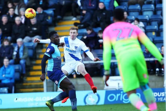 Debutant Eoin Doyle was on the front foot for Pompey at Wycombe Picture: Joe Pepler