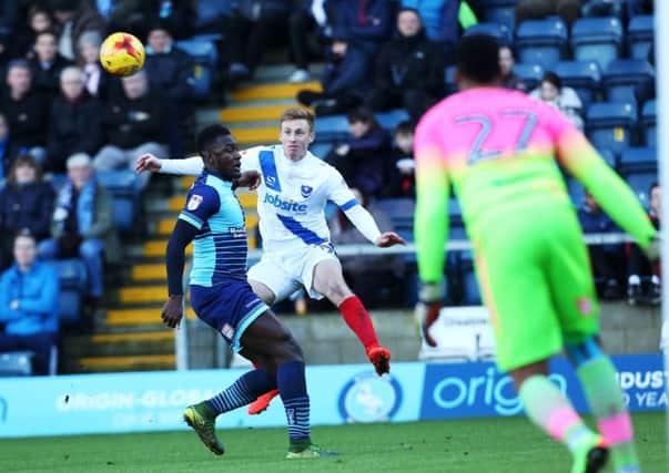 Debutant Eoin Doyle was on the front foot for Pompey at Wycombe Picture: Joe Pepler