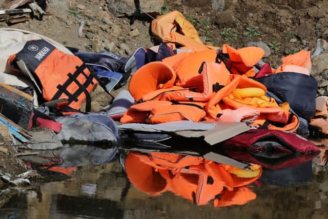 Used life jackets on the Greek island of Lesbos