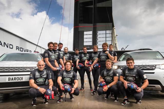 The LandRover BAR Race yacht Rita being christened and launched today at the team's base in Bermuda Picture: Lloyd Images