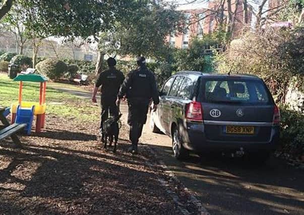 Police patrol parts of Victoria Park with sniffer dogs   PHOTO: Dee Matsuda vIK0HscO6YfoKlWC6D5r