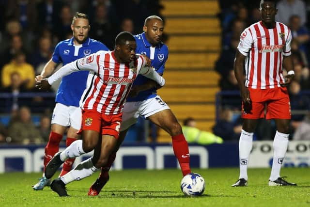 Rommy Boco in action for Pompey before moving to Accrington last season