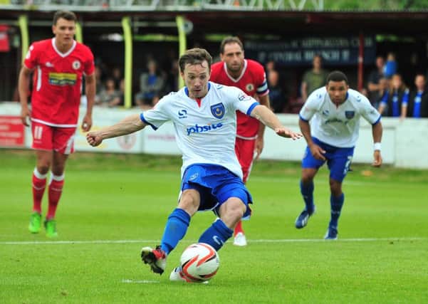 David Connolly scored twice as Pompey picked up their first ever League Two point at Accrington in August 2013   Picture: Ste Jones