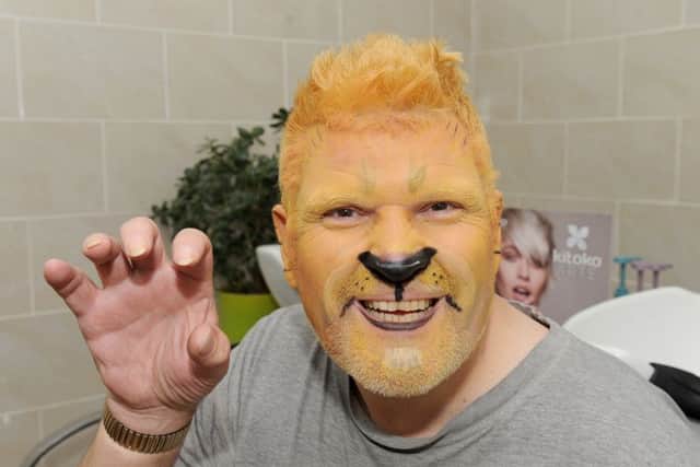 The Rev Sean Blackman dressed as Aslan the lion