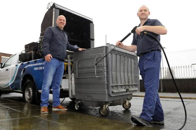 Pete Seiden, left, of Totally Wheelie Clean with his operations manager Brandon Parker Picture: Malcolm Wells (170131-6051)