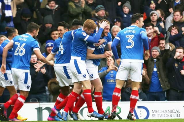 Pompey defender Matt Clarke was on target after just 75 seconds as the Blues beat Accrington Stanley at Fratton Park Picture: Joe Pepler