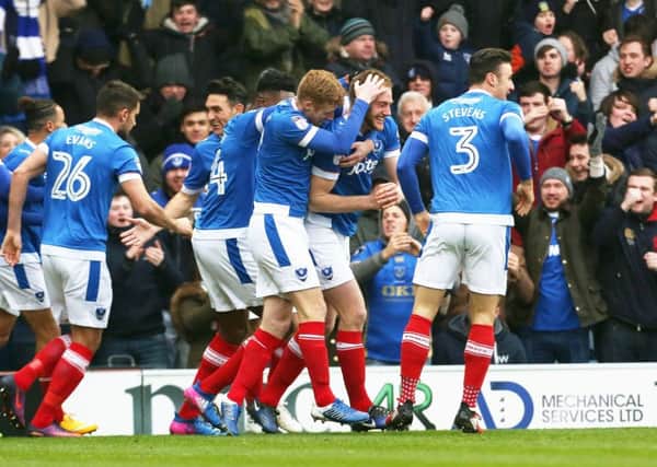 Pompey defender Matt Clarke was on target after just 75 seconds as the Blues beat Accrington Stanley at Fratton Park  Picture: Joe Pepler