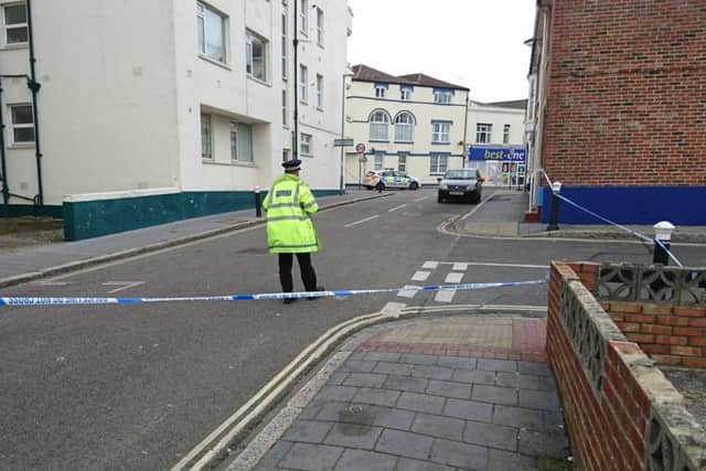 St Catherine Street in Southsea has been taped off by police