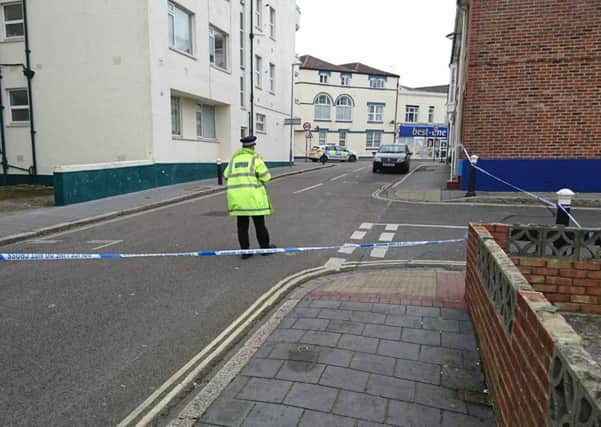 St Catherine Street in Southsea has been taped off by police