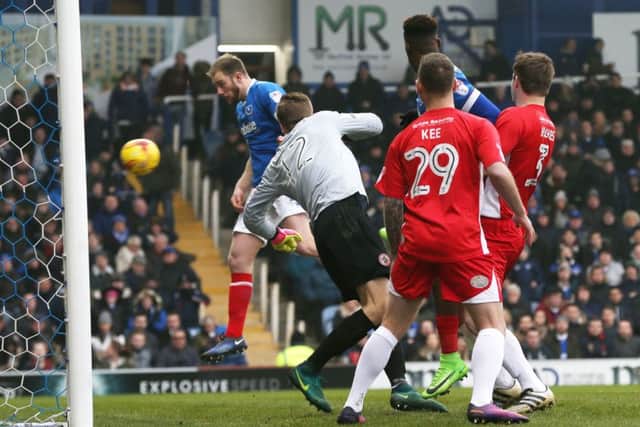 Matt Clarke netted early on for Pompey against Accrington. Picture: Joe Pepler