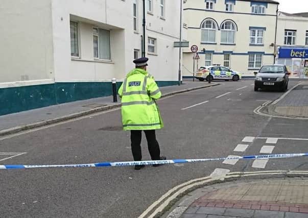 St Catherine Street in Southsea was taped off by police yesterday.