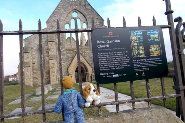 Elaine Willoughby's pictures of her son Nathan's Ted by the Garrison Church. Nathan died in 2004