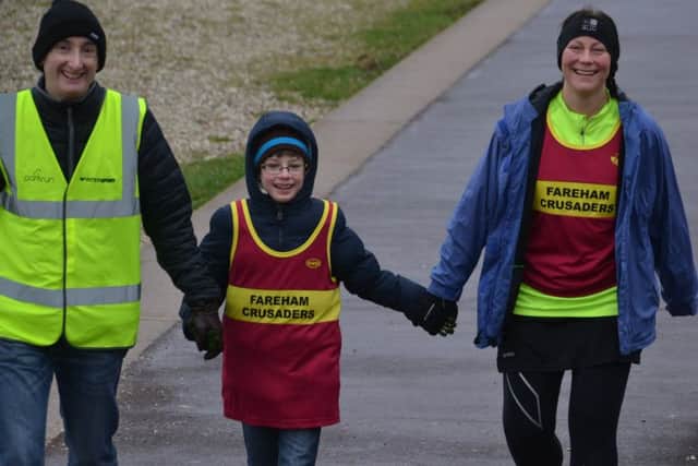 Fareham Crusaders' Andrew, Theo and Esther Leonard at Lee-on-the-Solent parkrun. Picture: Peter Stoddard