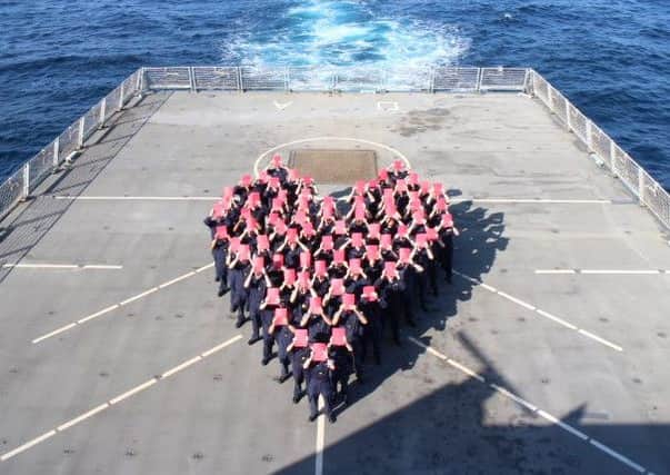 A Valentine message from HMS Daring. Picture: Royal Navy