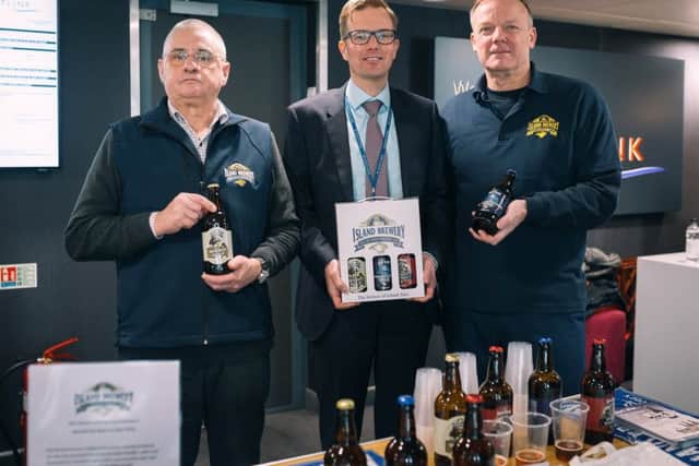 Wightlink's Elwyn Dop with Island Brewery  Picture: Robbie Khan