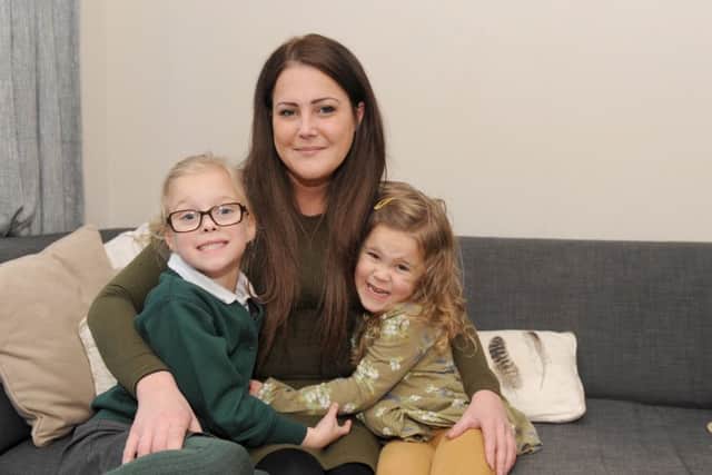 Sophie Bishop with her daughters (left) Tabitha and Nancy.Picture: Sarah Standing