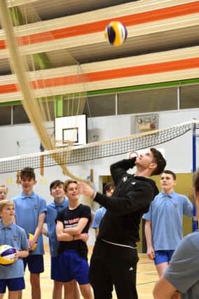 Students spent the day getting a volleyball masterclass from Jake Sheaf, centre