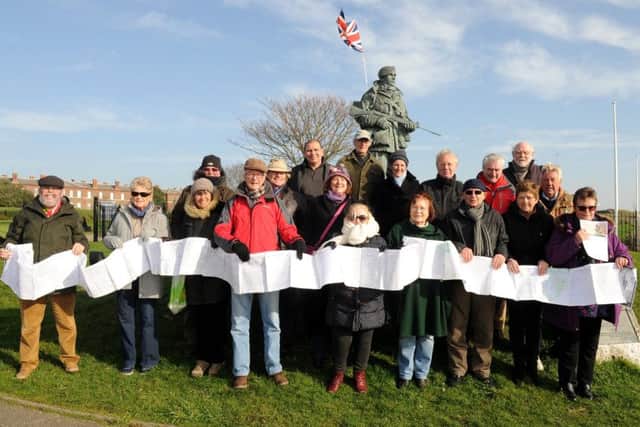 Supporters of the campaign to Save The Yomper statue gathered to mark the end of their petition, which was handed into musuem bosses at the Historic Dockyard    Picture: Sarah Standing (170255)