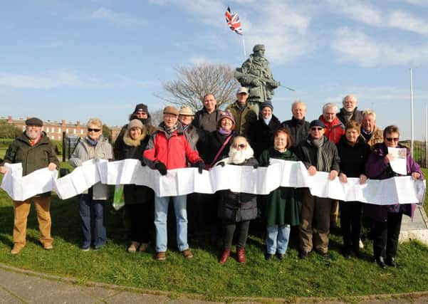 Supporters of the campaign to Save The Yomper statue gathered to mark the end of their petition, which was handed into musuem bosses at the Historic Dockyard    Picture: Sarah Standing (170255)