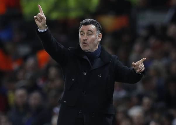 Saint-Etienne manager Christophe Galtier on the Old Trafford touchline last night