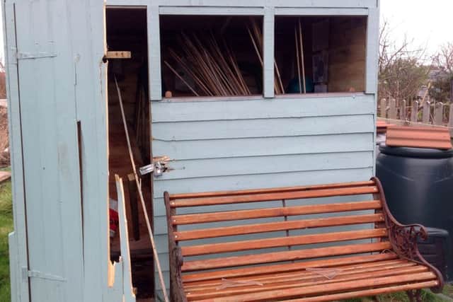 Damage to the sheds and greenhouses at the Eastney and Millton allotments