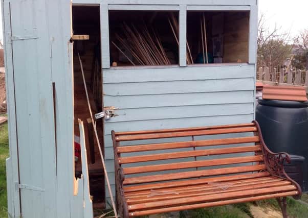 Damage to the sheds and greenhouses at the Eastney and Millton allotments