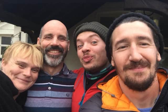 Friends Domenico Russo and Alfie Butler, on the right, are taking part in a 10-month walk. They are passing through Portsmouth today