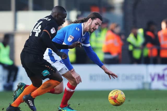 Christian Burgess in action at The Hive yesterday Picture: Joe Pepler
