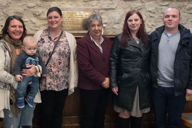 From the left are Kellie Cottam, Elijah, seven months,, Charlotte Osborne who works at the centre, Carole Damper: CEO of the centre, Stephanie Nicholls and Duncan Pearce
Picture: Keith Woodland (170219-184246001)