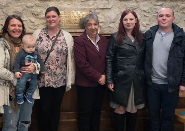 From the left are Kellie Cottam, Elijah, seven months,, Charlotte Osborne who works at the centre, Carole Damper: CEO of the centre, Stephanie Nicholls and Duncan Pearce
Picture:  Keith Woodland (170219-184246001)
