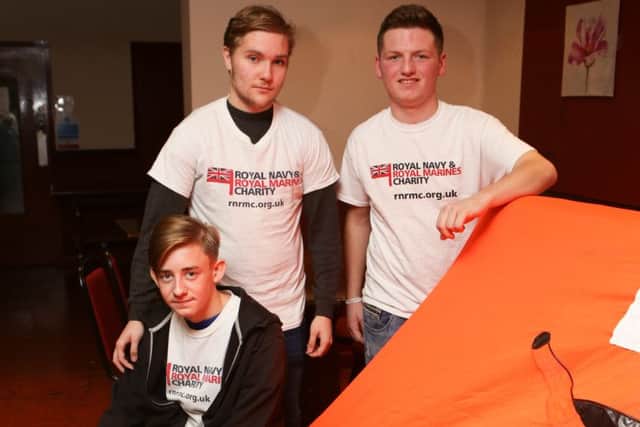 Keiran O'Toole, Adrian Duffy, and George Palmer will be spending 24 hours in a life raft this weekend Picture: Habibur Rahman (161543-46)
