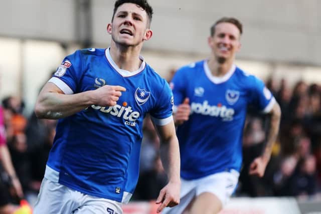 Conor Chaplin celebrates his goal against Barnet Picture: Joe Pepler
