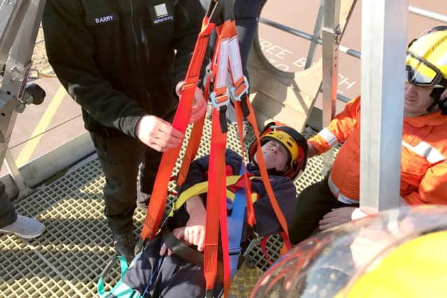Gafirs crew members during the stretcher training