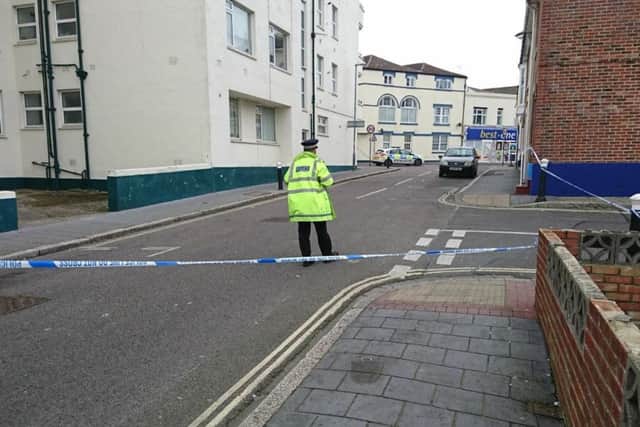 St Catherine Street in Southsea was taped off by police Sunday, February 12.