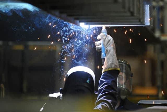 Welding taking place on the aircraft carrier HMS Queen ElizabethPicture: Sarah Standing (123196-8317)