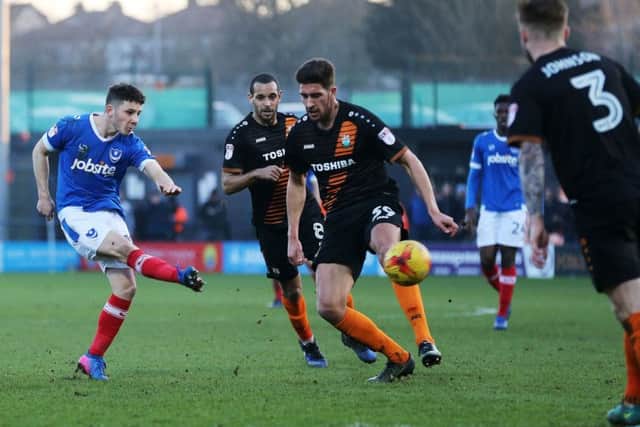 Conor Chaplin equalises late on for Pompey in their 1-1 draw at Barnet on Saturday Picture: Joe Pepler
