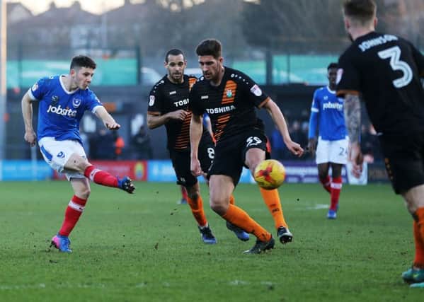 Conor Chaplin equalises late on for Pompey in their 1-1 draw at Barnet on Saturday   Picture: Joe Pepler
