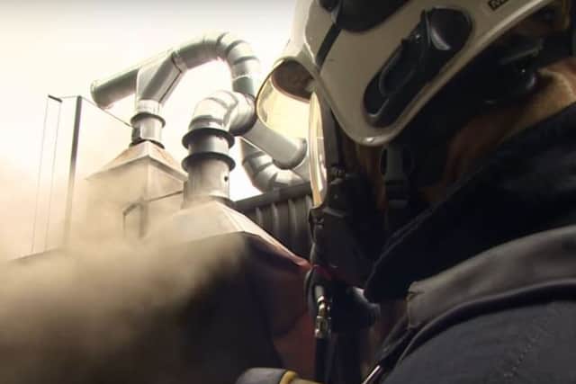 The SAVE technique can help protect crews from harmful gases and flames. Credit: Chief Fire Officers Association/YouTube