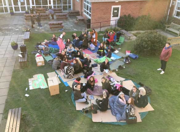 Portsmouth College students rose to an impressive challenge by teaming up with the LightHouse charity. Students raised Â£700 in a 'Back To Basics' day, which was held at the college.

CAPTION: Portsmouth College students rose to the challenge brilliantly, raising Â£700 for charity.