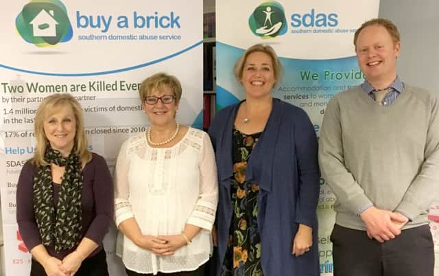 From left, Liessa Mallinson, deputy contract at Manager Victim Support, Yvonne Carter, deputy service manager for SDAS, Claire Lambon, CEO of SDAS and Ian Stiff, contract account manager at Victim Support.

CAPTION: From left, Liessa Mallinson, Yvonne Carter, Claire Lambon and Ian Stiff.