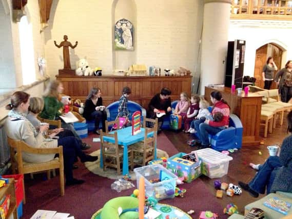 A snapshot of what life is like at a church pre-school group. Many churches tend to run activities for pre-school children, to integrate them into church life from a young age.

CAPTION: Churches often run activities for pre-school children.