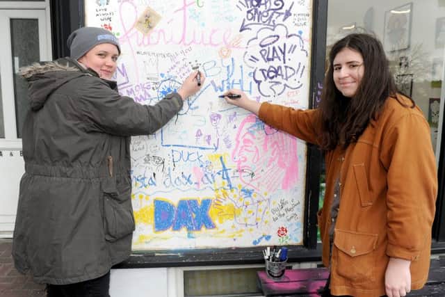 Artists Angela Morgan, 32, left, and Sasha Damjanovic, 21
Picture: Sarah Standing (170266-7427)