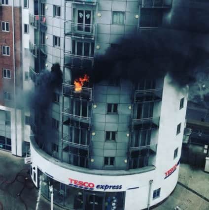 A picture of the fire taken from a nearby tower block by Dan Cleland-James