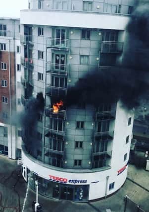 A picture of the fire taken from a nearby tower block by Dan Cleland-James