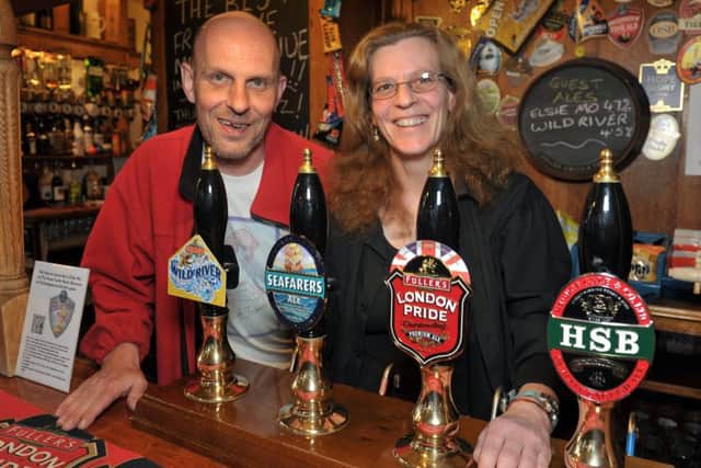 Cliff and Lousie Charter, landlords at The Golden Eagle in Southsea