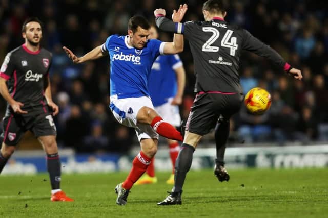 Michael Doyle in action for Pompey against Morecambe. Picture: Joe Pepler