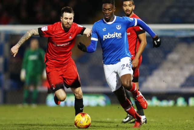 Pompey midfielder Amine Linganzi Picture: Joe Pepler