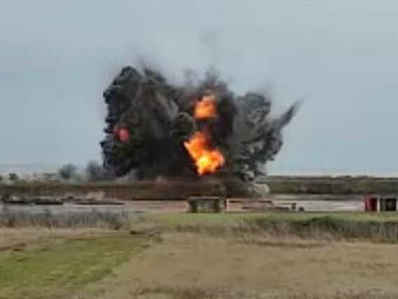 Members of Portsmouth-based Southern Diving Unit 2 blew up at 500lb Second World War German bomb at Shrewburyness Range near Southend, Essex, on March 4 after it was found at Brondesbury Park building site near Brent the night before. Picture: MoD