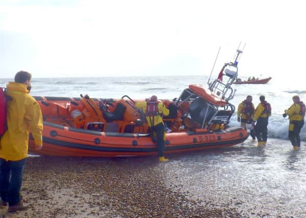 One of the RNLI crews that were called to the stricken kitesurfer